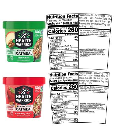 Quaker Health Warrior Grains & Seeds Oatmeal Variety Pack - 2 Flavor, 2.11 Oz Cups (Pack of 12) - Buy Online on GoSupps.com