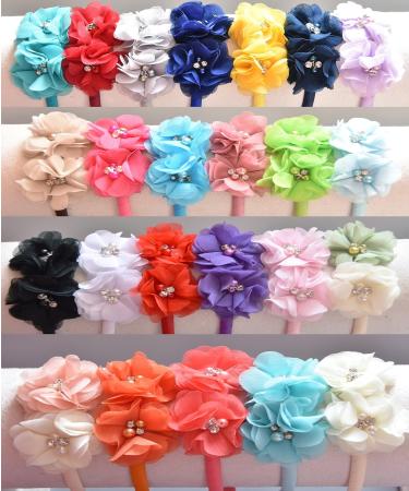 PrettyBoutique Chiffon Pearl Rhinestone Flowers Girls Alice Headband Hair Band (Navy) - Buy Online on GoSupps.com