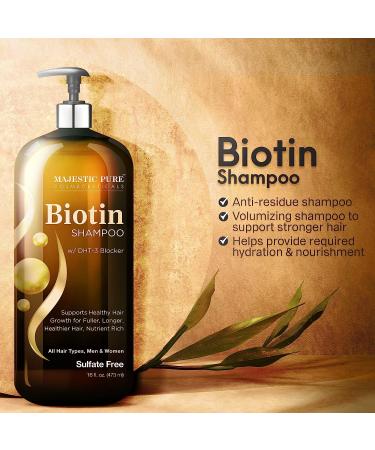 Majestic Pure Biotin Shampoo for Hair Growth - DHT-3 Blocker - Sulfate Free - 16 fl oz - Buy Online on GoSupps.com