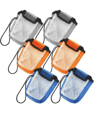 Eaasty 6 Pieces Exfoliating Bar Soap Pouch Soap Saver Pouch for Deep Clean Mesh Soap Bag Bath Shower Body Soap Saver Bag Dual Sided Soap Scrubber Pouch Bar Soap Holder Loofah  Orange  Gray  Blue