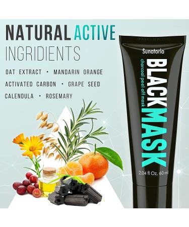 SUNATORIA Blackhead Remover Mask - Activated Charcoal Peel Off Mask for Deep Cleansing - Blackhead Removal Mask for All Skin Types - Includes Brush for Easy Application - Buy Online on GoSupps.com