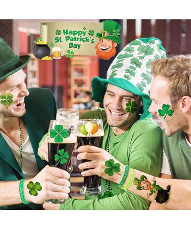 JOEHAPY 229+ PCS St. Patrick's Day Tattoo Stickers - 28 Sheets Green Shamrock Temporary Tattoos for Kids, Men, Women - Irish Party Favor Supply - Buy Online on GoSupps.com