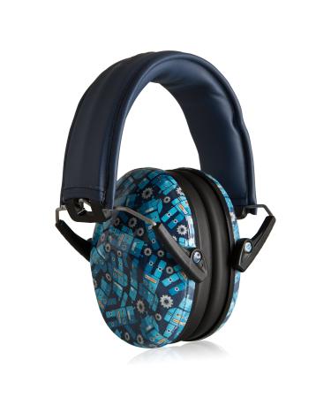 Muted Designer Hearing Protection for Infants & Kids - Adjustable Children's Ear Muffs from Toddler to Teen One Size Robot Blue