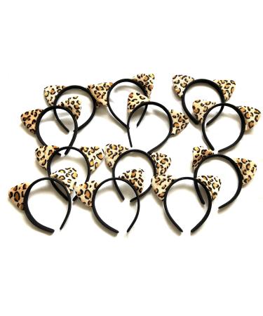 Headband Shiny Hair Hoops Cute Fluffy Hair Accessories for Women Girls Daily Wearing & Party Favor Decoration (12 Cheetah Ear)