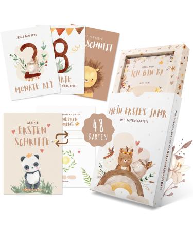 Eulentaler milestone cards Baby I Boho Stil I by educator & parents designed I milestone cards set as a gift for birth & baby party i 48 cards including gift box for boys & girls My 1st year - boho - Buy Online on GoSupps.com
