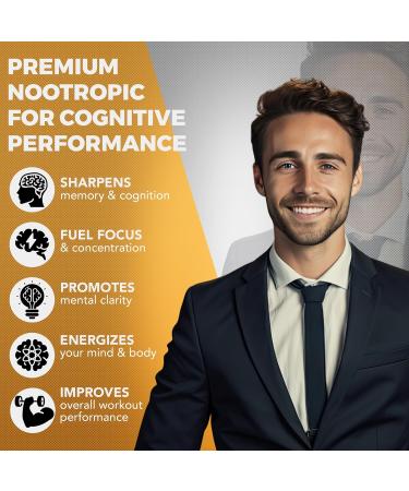 Nootropic Brain Supplement for Energy & Focus - Caffeine L-Tyrosine Teacrine & Alpha GPC - 30 Servings Pina Colada | Perfect for Gamers Students & Entrepreneurs - Buy Online on GoSupps.com