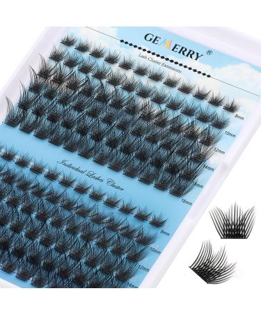 Cluster Eyelash Extensions 144pcs Cluster Lashes Individual Lashes D Curl 0.07mm 8-16mm Mix Ribbon Lashes Wide Stem Natural Lashes DIY Lash Extensions GEMERRY Lashes(SN01-D-0.07-8-16mm) 8-16 mix SN01