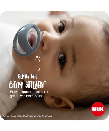 Nuk Mommyfeel Schnuller - BPA-Free Silicone Pacifiers for Breastfeeding | 0-9 Months | 2 Pieces in Gray & Beige - Buy Online on GoSupps.com