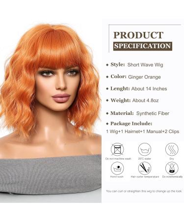 Esmee Ginger Orange Bob Wig with Fringe 14 Inches Shoulder Length Synthetic Cosplay Wig for Women | International Shipping Available - Buy Online on GoSupps.com