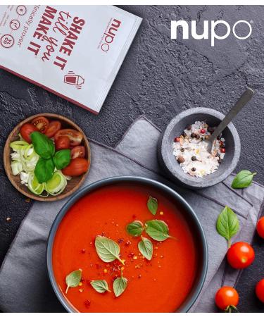 NUPO Diet Soup - Tomato | Low-Calorie Gluten-Free Meal Replacement | Protein-Rich Vitamin-Infused | 12 Portions for Weight Loss - Buy Online on GoSupps.com