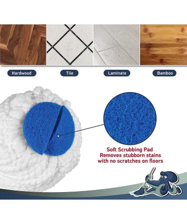 DSV Standard Twist Mop | Self Wringing Microfiber Mop with Scouring Pad | Hand Washable Head | Long Handle for Hardwood, Tile, Marble, Laminate - Home, Office, Kitchen - Buy Online on GoSupps.com