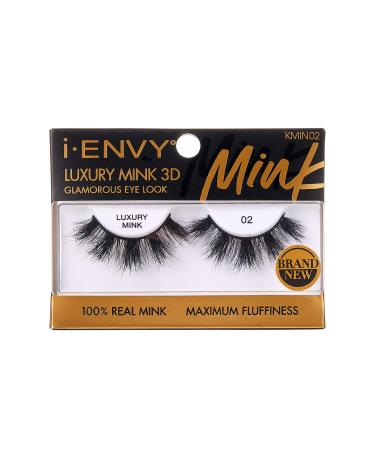 i-ENVY Luxury Mink Collection False Eyelashes 100% Real Mink Glamorous Eye Look Lashes Maximum Fluffiness 3D Multi-Curl Angle (1 Pack) 1 Pair (Pack of 1) 2