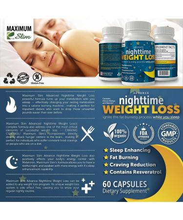 Maximum Slim Advanced Nighttime Weight Loss with African Mango, Green Tea & Resveratrol - Lose Weight While Sleeping - Buy Online on GoSupps.com