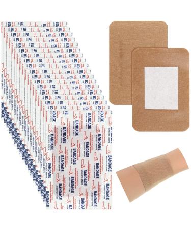 100 Pcs Large Bandages 3 x 4 Inch Wound Care Flexible Adhesive Bandages Latex Free Fabric Bandages for Care and Protect Wounds Large Size for First Aid Wound Care Assorted Bandages (100 Pcs)