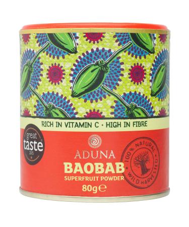 Aduna Organic Baobab Powder | 100% Natural Raw Baobab Superfruit Vitamin Powder for Smoothies | Certified FairWild | 80g Resealable and Recyclable Tub 80 g (Pack of 1)