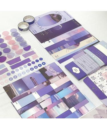 LA QUEENIE Aesthetic Scrapbook Kit 326pcs Scrapbooking Supplies Kit Art Journaling Supplies with Stationery A6 Grid Notebook Scrapbook Gift for Teen Girl Kid(Purple) purple B - Buy Online on GoSupps.com