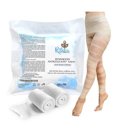 Ritalia LEGS DRAINING BANDAGES with Dead Sea salt and active ingredients 100% VEGAN - Reshaping and firming treatment of anti-cellulite bandages (2x10m Bandages)