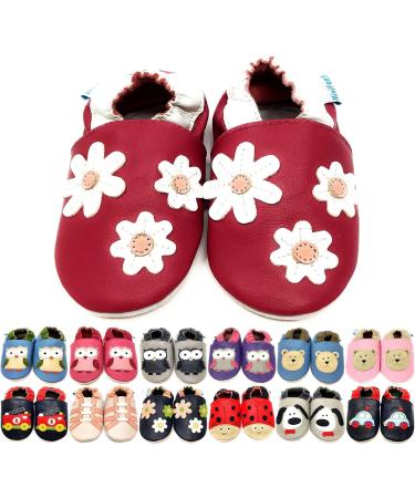MiniFeet Premium Soft Leather Baby Shoes - Buy 4 Pairs, Get 1 Free! | Toddler Shoes 0-6 Months to 4-5 Years | White Daisies - Buy Online on GoSupps.com