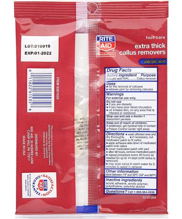 Rite Aid Extra Thick Callus Remover Pads - Salicylic Acid Foot Care Treatment - Buy Online on GoSupps.com