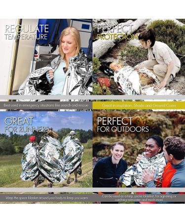 EVERLIT 12-Pack Emergency Mylar Thermal Space Blanket for Outdoor First Aid, Camping, Hiking - NASA Designed Body Warmer Blanket - Buy Online on GoSupps.com