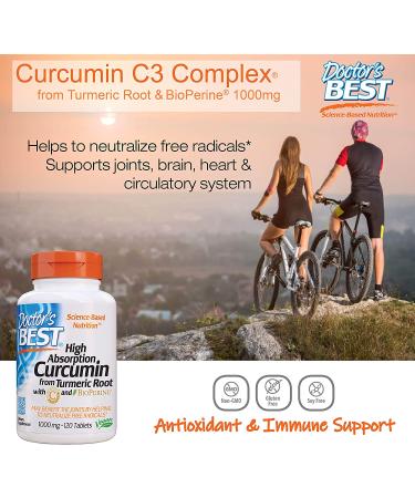 Doctor's Best High Absorption Curcumin with C3 Complex & BioPerine - 1000 mg, 120 Tablets - Buy Online on GoSupps.com