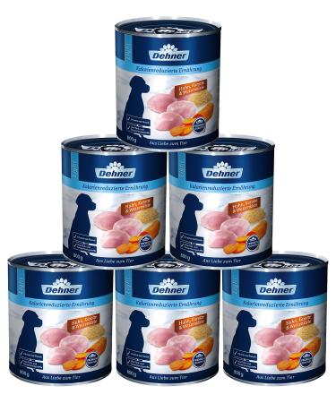Dehner Premium dog food light wet food reduced for overweight dogs chicken / carrot 6 x 800 g can (4.8 kg) adult chicken carrots and wheat bran 800 g (6 Pack)