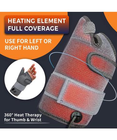 Wrist Thumb Brace Heating Pad for Arthritis and Carpal Tunnel Relief - Left/Right Hand, S/M Gray - Buy Online on GoSupps.com