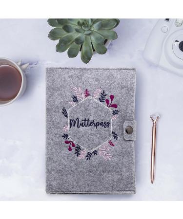 Cozy Racoon Mutterpass Cover - Pink Felt Hexagon | Made in Germany | Personalized Gift for Pregnant Mothers | Includes Pockets for Insurance Card & Ultrasound Images - Buy Online on GoSupps.com