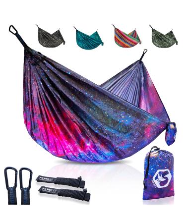 Foxelli Camping Hammock  Lightweight Parachute Nylon Portable Hammock with Tree Ropes and Carabiners, Perfect for Outdoors, Backpacking, Hiking, Camping, Travel, Beach, Backyard & Garden Universe