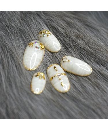 Custom Salon Made Artificial Acrylic Gel Nails - Hand Painted & Glue-On Crystal Designs in S/M & D-2 Sizes - Buy Online on GoSupps.com