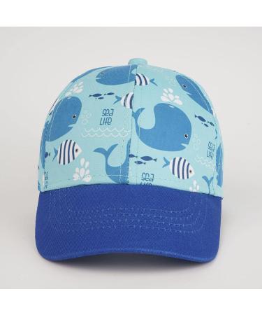 LANGZHEN Kids Cotton Baseball Cap Hat - Adjustable Sun Hat for Girls Boys, Lake Blue Whale Design - Buy Online on GoSupps.com