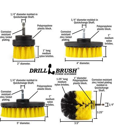 Drill Brush Power Scrubber Set for Bathroom Cleaning - Shower, Toilet, Tile & Floor Cleaner - Yellow - Buy Online on GoSupps.com