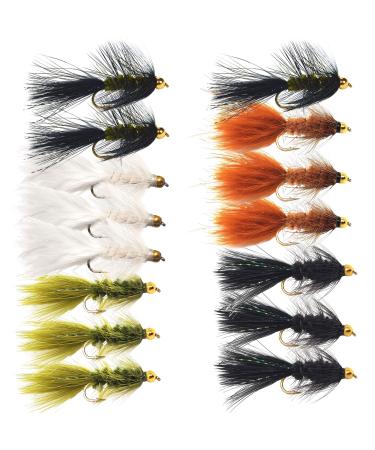 Woolly Bugger Trout Fly Fishing Streamer Assortment 15 Pack Size #8