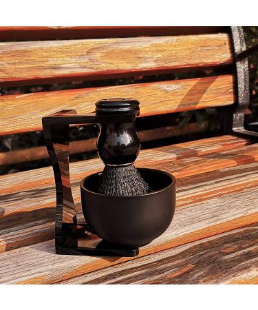 Je&Co Men's 3 in 1 Shaving Brush Set with Synthetic Bristles - Acrylic Stand and Steel Bowl - Buy Online on GoSupps.com