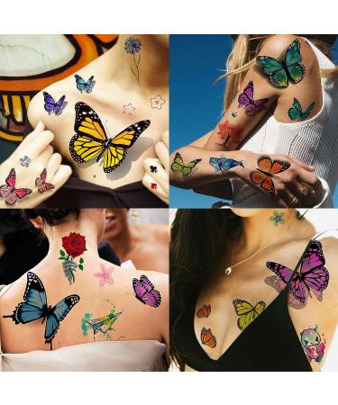 EGMBGM 6 Large Colorful Butterfly Temporary Tattoos - Realistic 3D Decals for Women, Girls, and Adults - Buy Online on GoSupps.com
