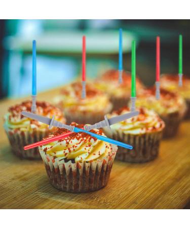 Star Wars Light Sabre Cupcake Toppers Set - 12 Pack, 4 inches Tall - Ideal for Children's Birthday Parties, Fan Shows, and Movie Nights - Buy Online on GoSupps.com