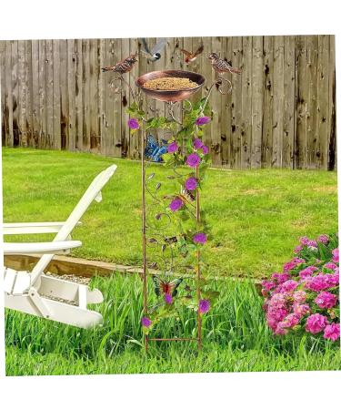2-in-1 Metal Bird Water & Feed Station with Decorative Butterfly - Wet Mosy Bird Potions & Garden Tin Grilles - Retro Removable Bird Water Dispenser - Buy Online on GoSupps.com