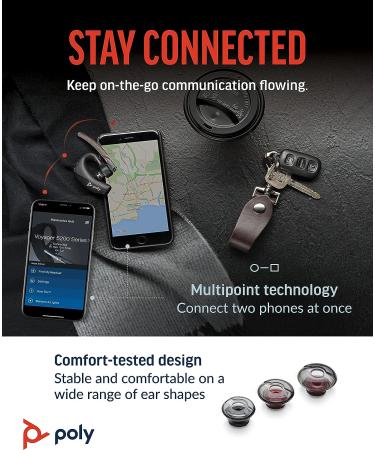 Plantronics Poly Voyager 5200 Wireless Headset - Noise-Canceling Mic, Ergonomic Design & Voice Controls - Bluetooth Single-Ear Headset for Mobile & Tablet - Buy Online on GoSupps.com
