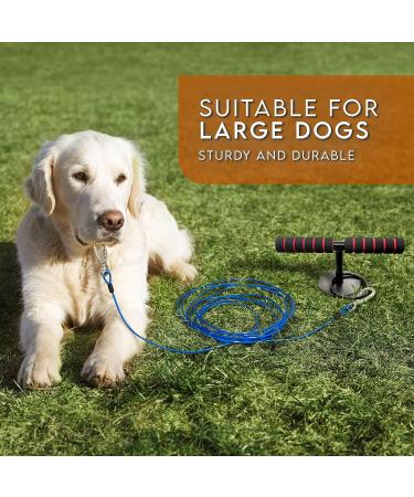 Sliridog 9.2m Dog Cable & Stake | Heavy-Duty Anchor for Large Dogs up to 86kg | Ideal for Courtyards Camping & Beach | Premium Outdoor Dog Pile (30ft Black) - Buy Online on GoSupps.com