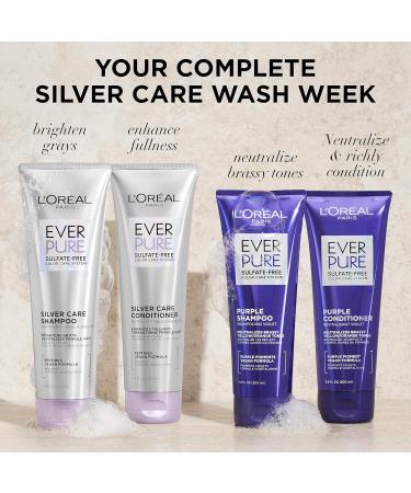 L'Oreal Paris EverPure Silver Care Conditioner - Sulfate Free Vegan Brightening & Nourishing for Gray/Silver Hair 8.5 Fl Oz | International Shipping Available - Buy Online on GoSupps.com