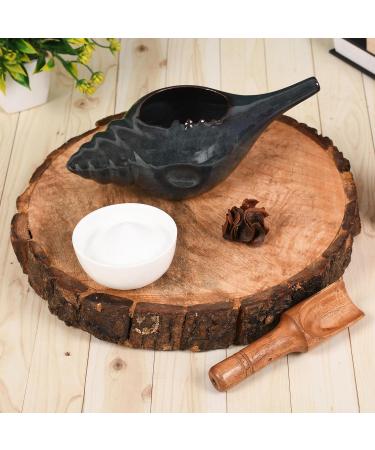 Qimacplus Leak Proof Durable Ceramic Neti Pot Non-Metallic and Comfortable Grip | Microwave and Dishwasher Friendly Natural Treatment for Sinus and Congestion Attractive Designed (Dark Blue) - Buy Online on GoSupps.com