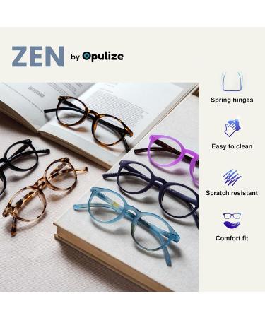 OPULIZE Zen Reading Glasses 4 Pack - Stylish Round Frames with Spring Hinges Scratch Resistant - Matte Black Light Brown Dark Brown Purple | +2.00 Vision Correction for Men & Women - Buy Online on GoSupps.com