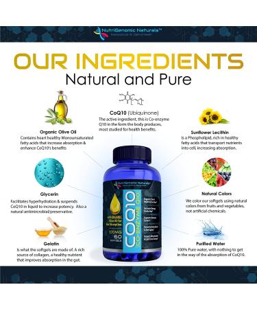 CoQ10 100mg Softgels with Organic Olive Oil - Heart Health & Energy Support - Buy Online on GoSupps.com