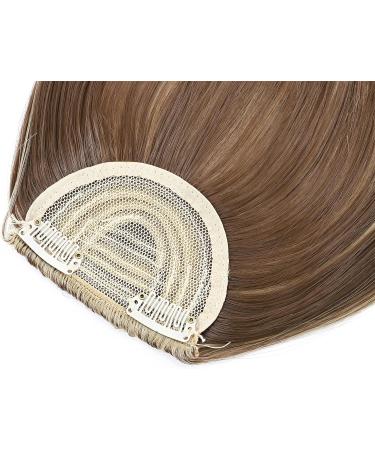 Clip In Bangs Hair Extensions - Dark Brown & Gold Blonde | Neat Fringe Hairpiece for Women - Buy Online on GoSupps.com