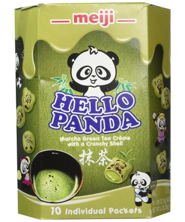 Meiji Hello Panda Matcha Creme Biscuit, 9.1 Ounce (Pack of 10) Green Tea 9.1 Ounce (Pack of 10)
