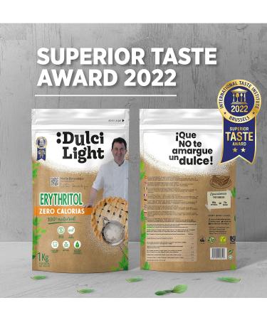 Erythritol 1kg 100% Natural Sweetener 0 Calories DulciLight Zero |+5 Free Brown Sweetener Sachets for You | Ideal for The Keto Diet | DulciLight The Natural Taste of Sugar - Buy Online on GoSupps.com