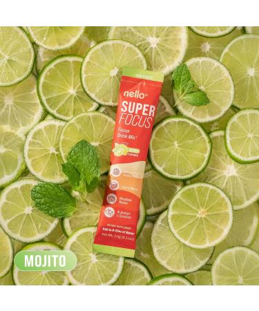 Nello Superfocus Mojito Nootropic Focus Drink Mix, 20 On-The-Go Packets, Alpha GPC, Lion s Mane, Rhodiola, Sugar-Free - Buy Online on GoSupps.com