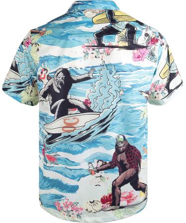 Mikenko Funny Hawaiian Shirt for Men Beer Bigfoot Print, 3XL-4XL Sizes, Short Sleeve Summer Beach Button Down - Buy Online on GoSupps.com
