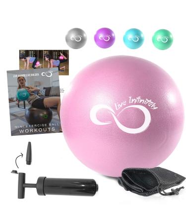 Live Infinitely 9 Inch Barre Pilates Ball & Hand Pump Anti Burst Mini Ball & Digital Workout eBook Included for Yoga, Exercise, Balance & Stability Training  Comes with Mesh Carrying Bag Rose 9 Inch