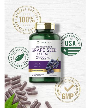 Carlyle Grape Seed Extract 24,000 mg - 240 Capsules | Antioxidant Support - Buy Online on GoSupps.com